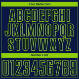 Custom Navy Neon Green-Royal Gradient Horizontal Stripes Sublimation Soccer Uniform Jersey