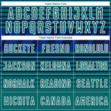 Custom Navy Teal Royal-White Gradient Horizontal Stripes Sublimation Soccer Uniform Jersey