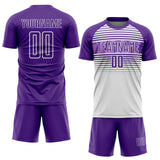 Custom Purple White-Medium Purple Gradient Horizontal Stripes Sublimation Soccer Uniform Jersey