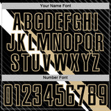 Custom Black Vegas Gold-White Diagonal Stripes Sports Sublimation Soccer Uniform Jersey