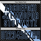 Custom Black Light Blue-White Diagonal Stripes Sports Sublimation Soccer Uniform Jersey