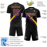 Custom Black Purple-Yellow Diagonal Stripes Sports Sublimation Soccer Uniform Jersey