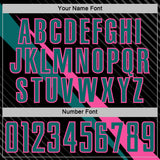 Custom Black Teal-Pink Diagonal Stripes Sports Sublimation Soccer Uniform Jersey
