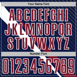 Custom Navy Crimson-White Diagonal Stripes Sports Sublimation Soccer Uniform Jersey
