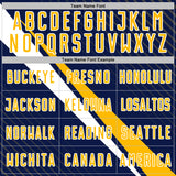 Custom Navy Gold-White Diagonal Stripes Sports Sublimation Soccer Uniform Jersey