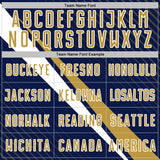 Custom Navy Old Gold-White Diagonal Stripes Sports Sublimation Soccer Uniform Jersey