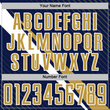 Custom Navy Old Gold-White Diagonal Stripes Sports Sublimation Soccer Uniform Jersey
