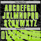 Custom Black Neon Green-White Distressed Diagonal Stripes Wind Shapes Sports Sublimation Soccer Uniform Jersey