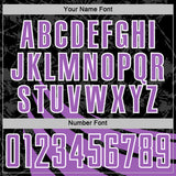 Custom Black Medium Purple-White Distressed Diagonal Stripes Wind Shapes Sports Sublimation Soccer Uniform Jersey