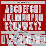 Custom Red Gray-White Distressed Diagonal Stripes Wind Shapes Sports Sublimation Soccer Uniform Jersey
