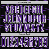 Custom Black Purple-White Diagonal Pinstripes Lines Sports Sublimation Soccer Uniform Jersey