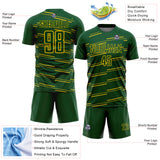 Custom Green Yellow Diagonal Pinstripes Lines Sports Sublimation Soccer Uniform Jersey
