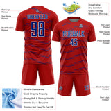 Custom Red Royal-White Diagonal Pinstripes Lines Sports Sublimation Soccer Uniform Jersey