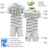 Custom White Green Diagonal Pinstripes Lines Sports Sublimation Soccer Uniform Jersey