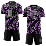 Custom Black White-Purple Geometric Camo Fragment Sports Sublimation Soccer Uniform Jersey