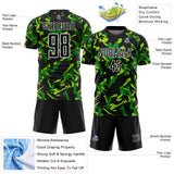 Custom Black White-Green Geometric Camo Fragment Sports Sublimation Soccer Uniform Jersey