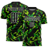 Custom Black White-Green Geometric Camo Fragment Sports Sublimation Soccer Uniform Jersey