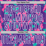 Custom Purple White Pink-Aqua Geometric Camo Fragment Sports Sublimation Soccer Uniform Jersey