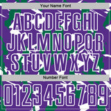 Custom Purple White-Kelly Green Geometric Camo Fragment Sports Sublimation Soccer Uniform Jersey