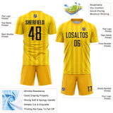Custom Gold Black-Light Yellow Colombia Feather Pattern Sublimation Soccer Uniform Jersey