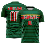Custom Green Red Yellow-White Colombia Horizontal Stripes Geometric Aztec Tribal Pattern Sublimation Soccer Uniform Jersey
