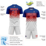 Custom Royal Red-White Colombia Gradient Lines Sublimation Soccer Uniform Jersey