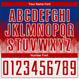 Custom Royal Red-White Colombia Gradient Lines Sublimation Soccer Uniform Jersey