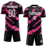 Custom Black White-Pink Colombia Brush Stroke Sublimation Soccer Uniform Jersey