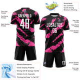 Custom Black White-Pink Colombia Brush Stroke Sublimation Soccer Uniform Jersey
