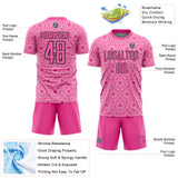 Custom Light Pink Pink-Black Colombia Geometric Interlocking Pattern Sublimation Soccer Uniform Jersey