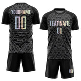 Custom Black Gradient-Steel Gray Colombia Geometric Interlocking Pattern Sublimation Soccer Uniform Jersey