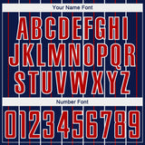 Custom Navy Red-White France Vertical Pinstripe Sublimation Soccer Uniform Jersey