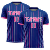 Custom Royal Pink-White France Vertical Pinstripe Sublimation Soccer Uniform Jersey
