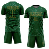 Custom Green Old Gold-Kelly Green France Speckle Sublimation Soccer Uniform Jersey