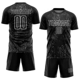 Custom Black Steel Gray-White France Speckle Sublimation Soccer Uniform Jersey