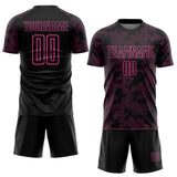 Custom Black-Pink Curve Lines Sublimation Soccer Uniform Jersey