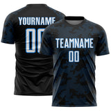Custom Black White-Powder Blue Curve Lines Sublimation Soccer Uniform Jersey