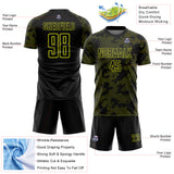 Custom Black-Neon Yellow Curve Lines Sublimation Soccer Uniform Jersey