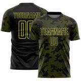 Custom Black-Neon Yellow Curve Lines Sublimation Soccer Uniform Jersey
