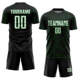 Custom Black White-Grass Green Curve Lines Sublimation Soccer Uniform Jersey