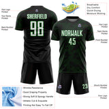 Custom Black White-Grass Green Curve Lines Sublimation Soccer Uniform Jersey