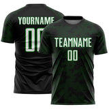 Custom Black White-Grass Green Curve Lines Sublimation Soccer Uniform Jersey