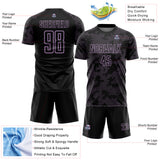 Custom Black-Light Purple Curve Lines Sublimation Soccer Uniform Jersey