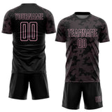 Custom Black-Light Pink Curve Lines Sublimation Soccer Uniform Jersey