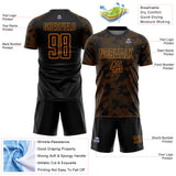 Custom Black-Bay Orange Curve Lines Sublimation Soccer Uniform Jersey