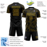 Custom Black-Yellow Curve Lines Sublimation Soccer Uniform Jersey