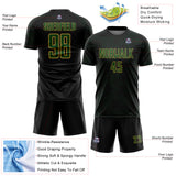 Custom Black Green-Old Gold Curve Lines Sublimation Soccer Uniform Jersey