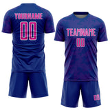 Custom Royal Deep Pink-White Curve Lines Sublimation Soccer Uniform Jersey