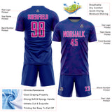 Custom Royal Deep Pink-White Curve Lines Sublimation Soccer Uniform Jersey