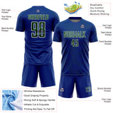 Custom Royal Green-White Curve Lines Sublimation Soccer Uniform Jersey